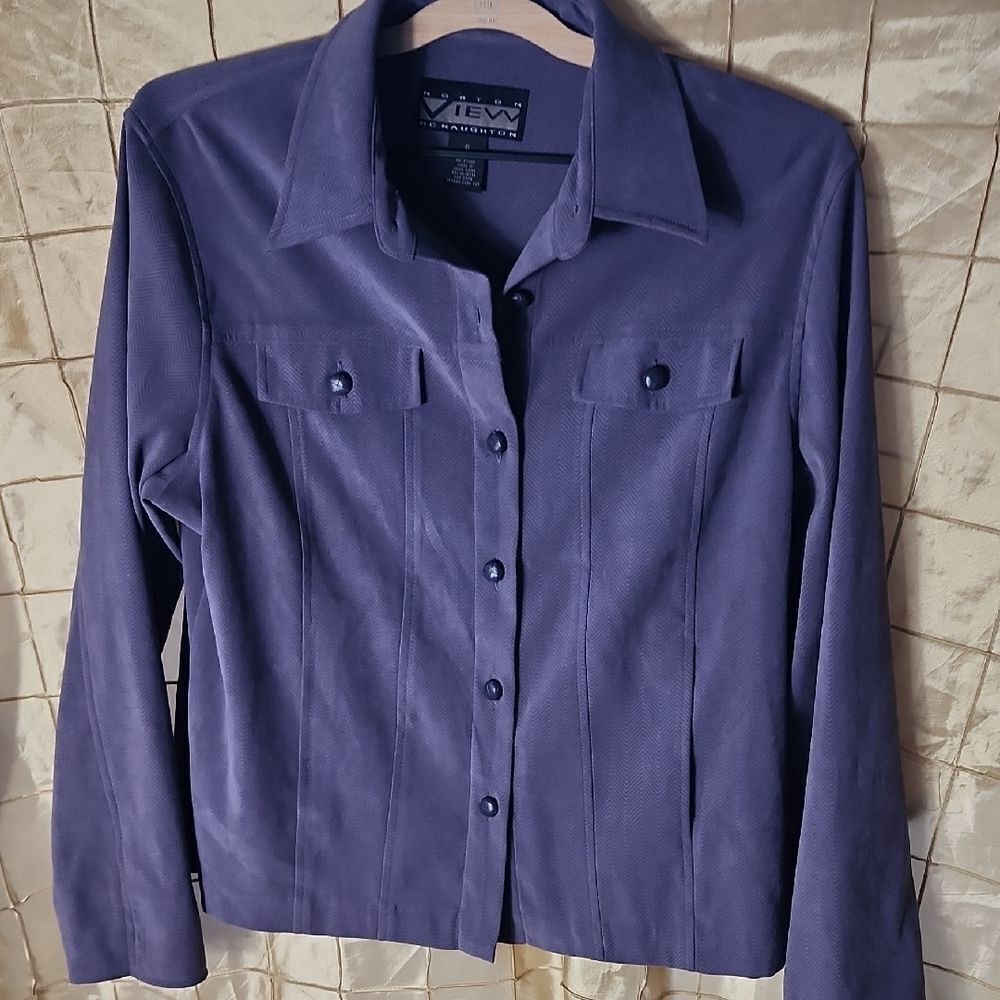 Vintage Norton McNaughton Lavender Blazer Shirt Jacket Shacket Size 8